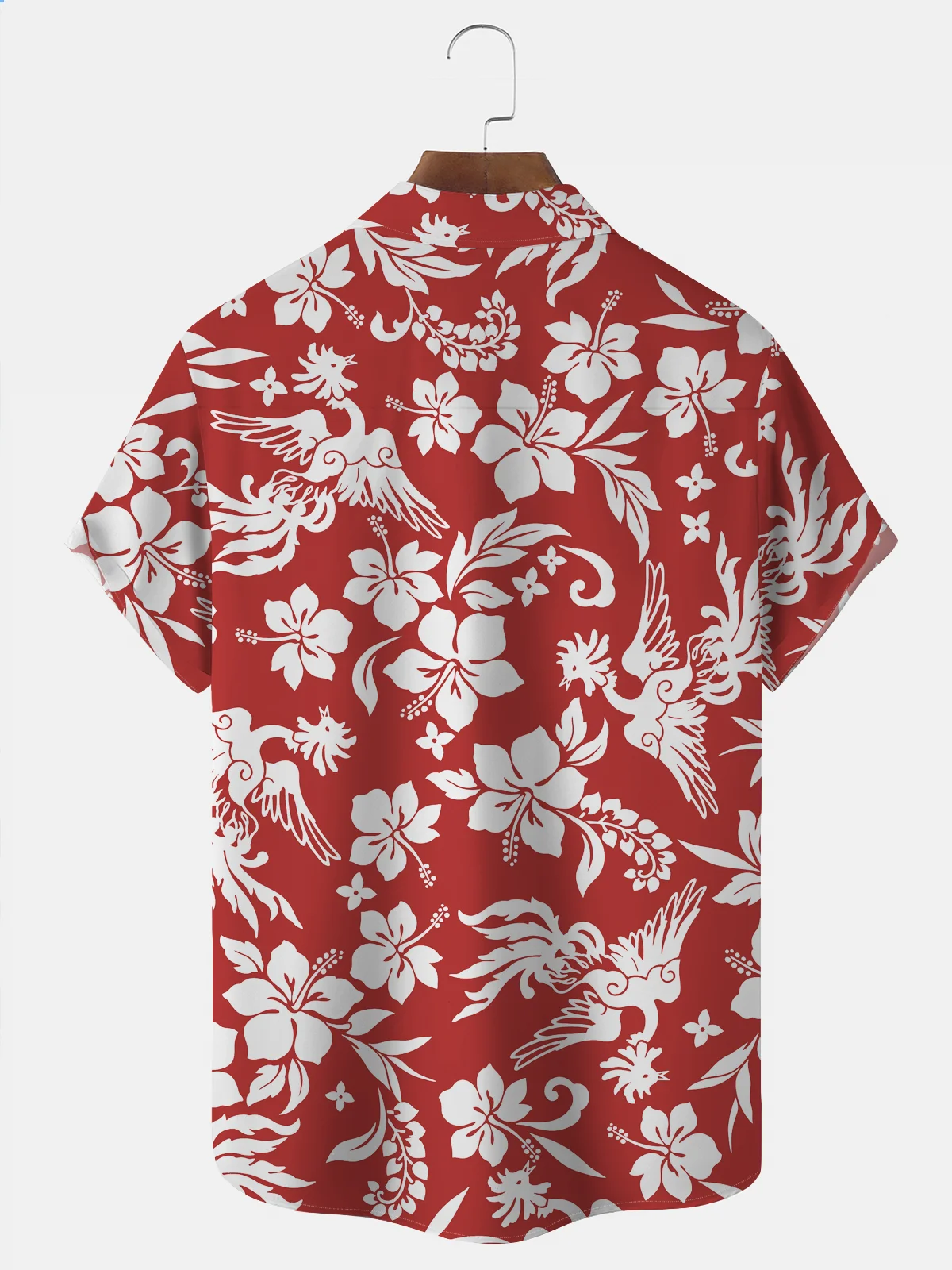 Royaura Natural Fiber Vintage Red Coconut Tree Hawaiian Oversized Aloha Shirt