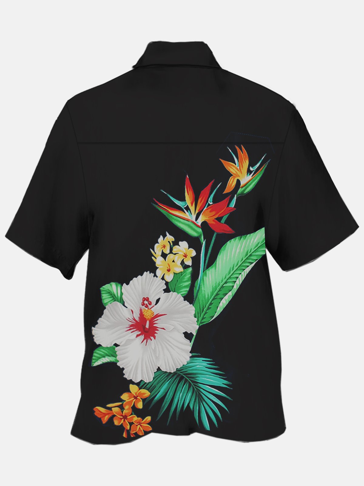Royaura Hawaiian flower men's casual short-sleeve pocket button shirt