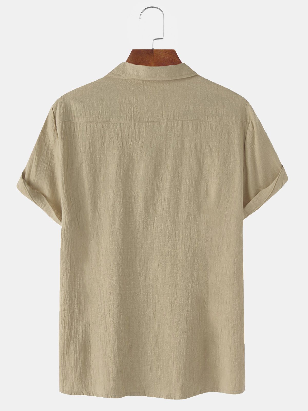 Royaura Solid Color Men's Natural Fiber Blend Camp Shirts Beach