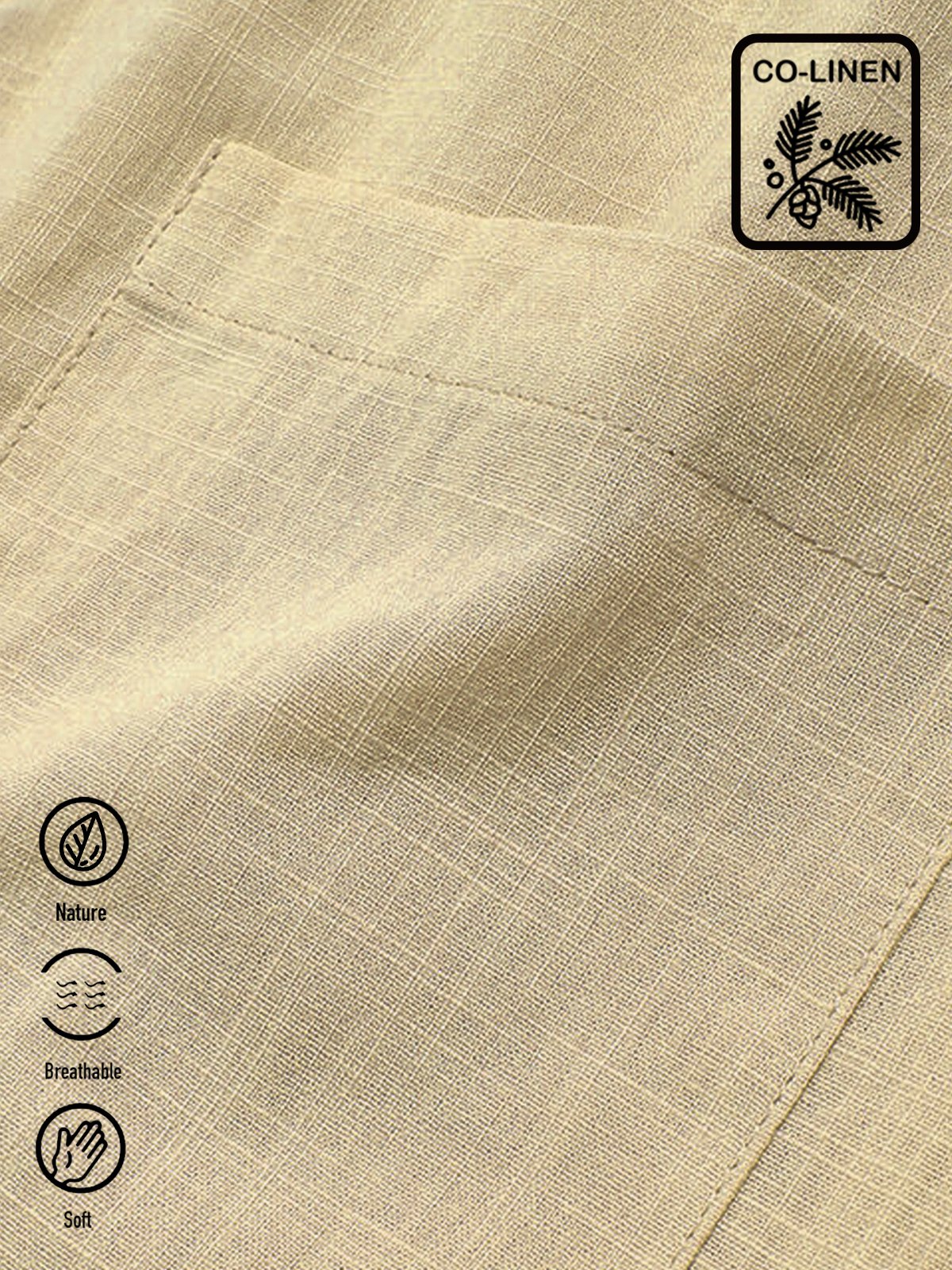 Royaura Solid Color Men's Natural Fiber Blend Camp Shirts Beach