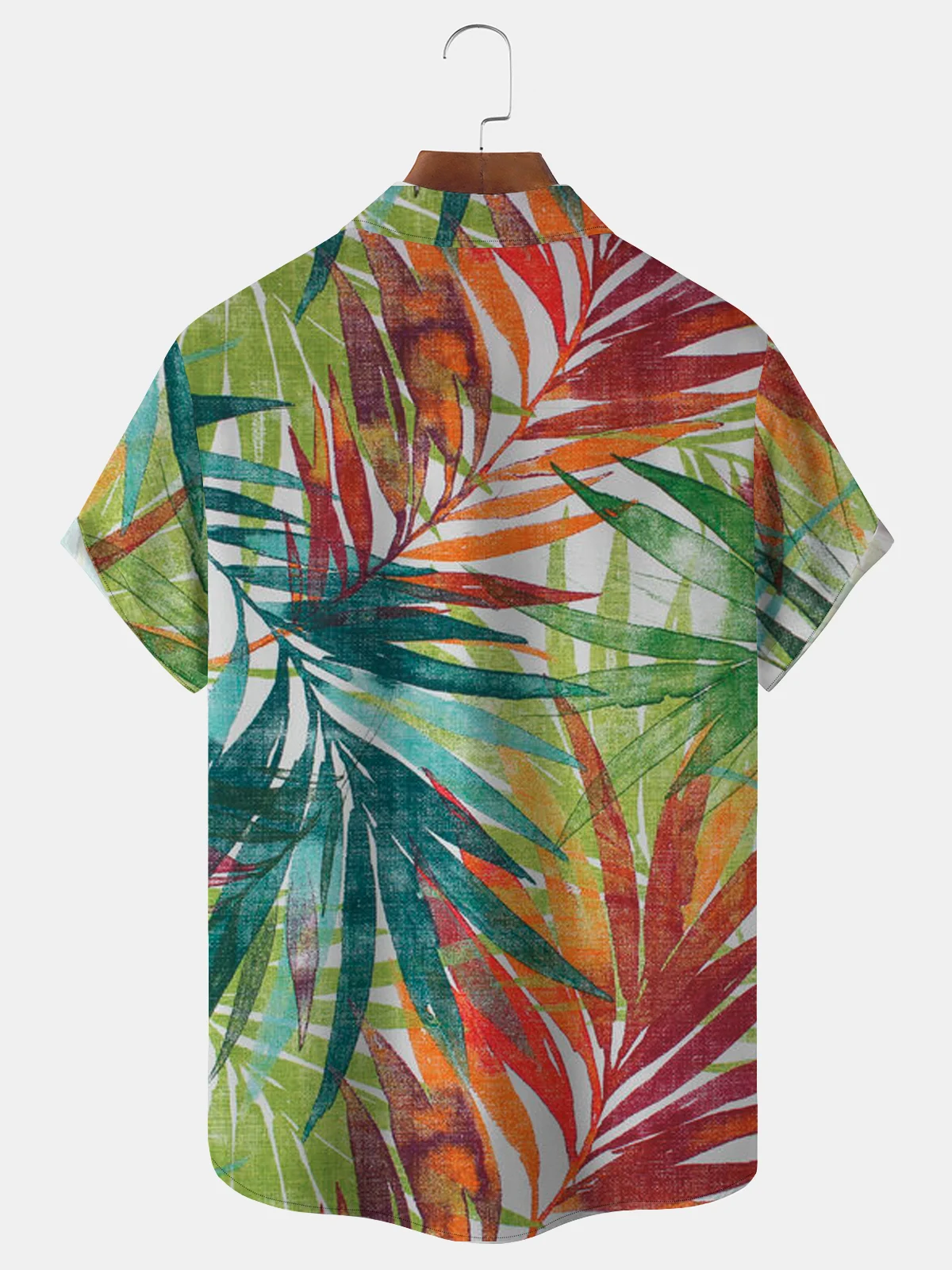 Royaura Nature  Fiber Coconut Leaf  Men's Hawaiian Breathable Natural Button Pocket Plus Size Shirt