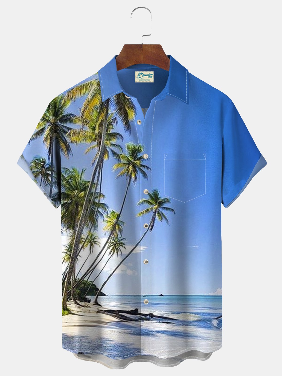 Royaura Beach Coconut Palm Print Men's Vacation Hawaiian Big and Tall Aloha Shirt