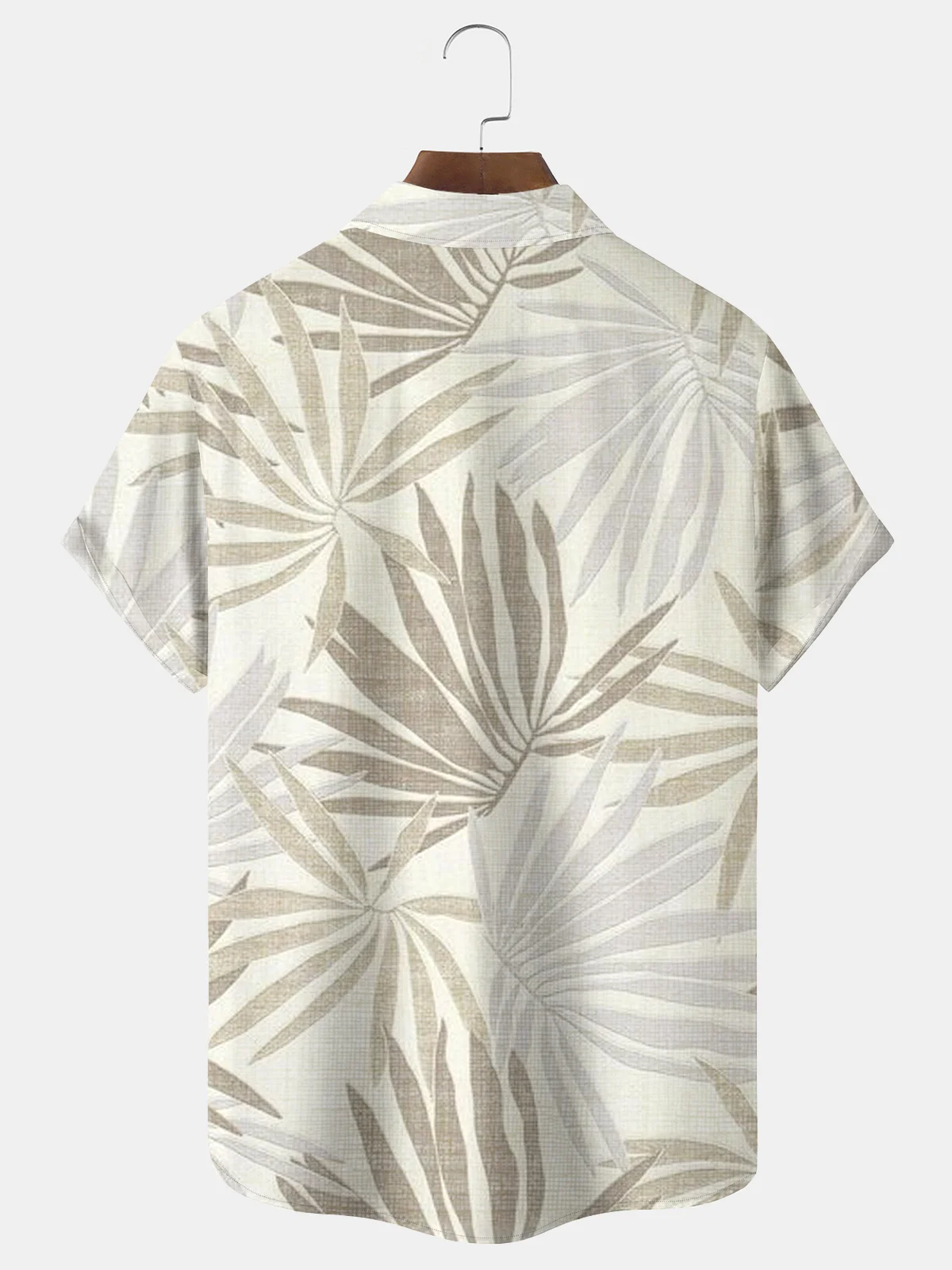 Royaura Natural Fiber Plant Leaf Print Men's Vacation Hawaii Big And Tall Aloha Shirt