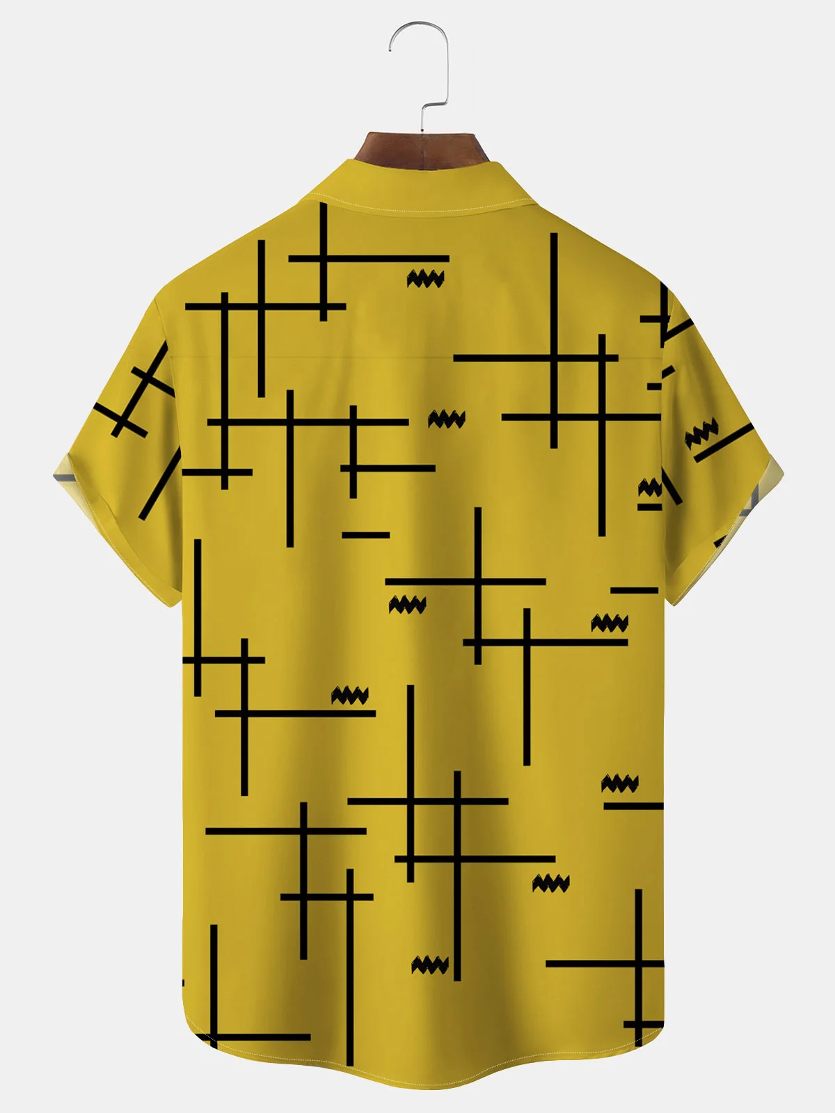 Royaura 50's Nostalgic Cartoon Men's Hawaiian Shirts Medieval Geometric Art Stretch Large Size Camp Shirts