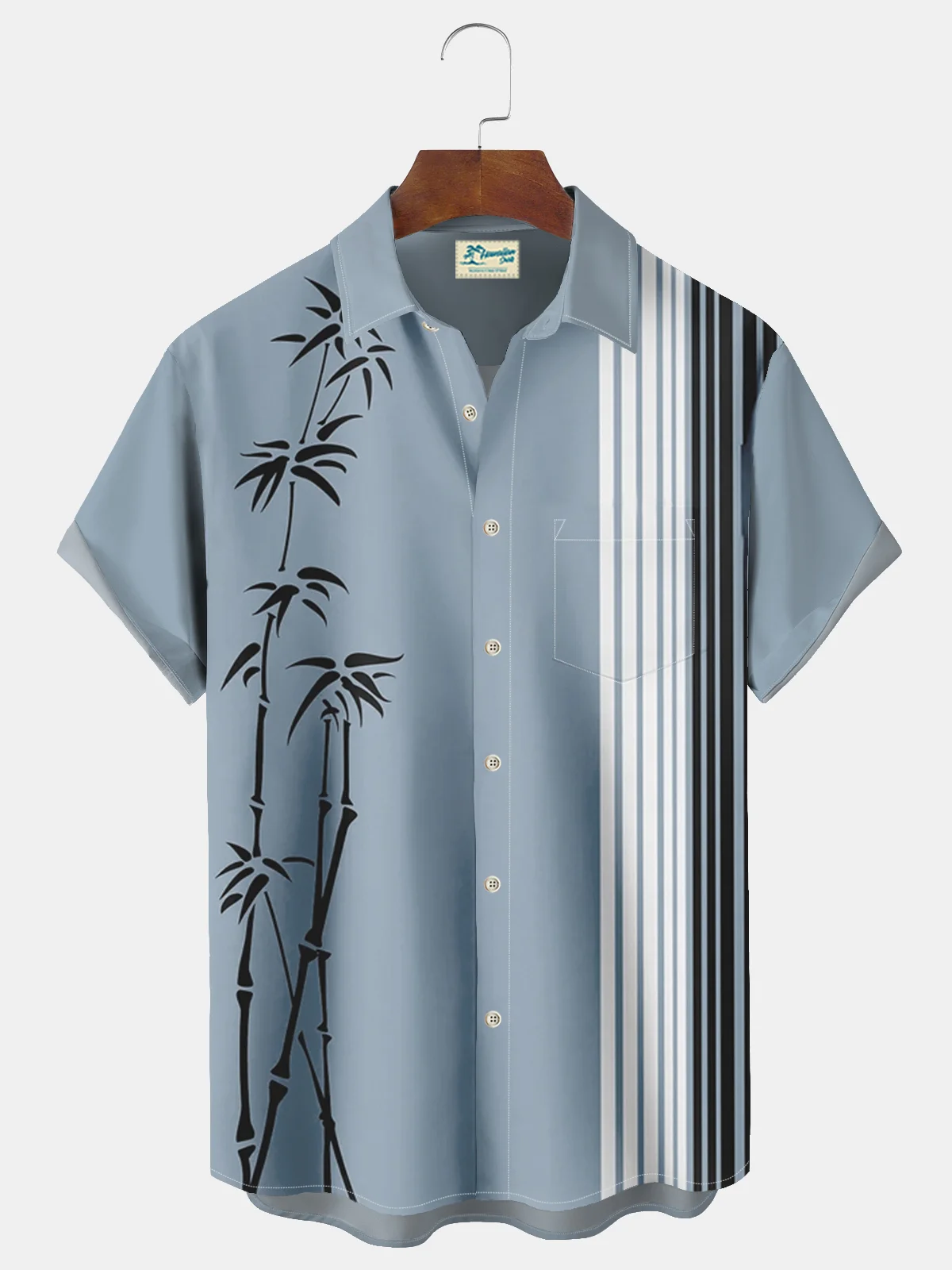 Royaura Bamboo Plant Print Men's Vacation Hawaii Big And Tall Aloha Shirt