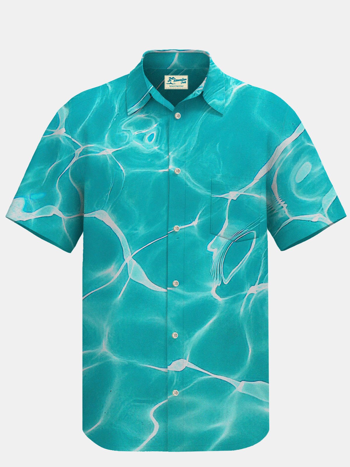 Royaura Waterproof Water Ripple Gradient Print Beach Hawaiian Shirt Stain Resistant Hydrophobic Breathable Big & Tall