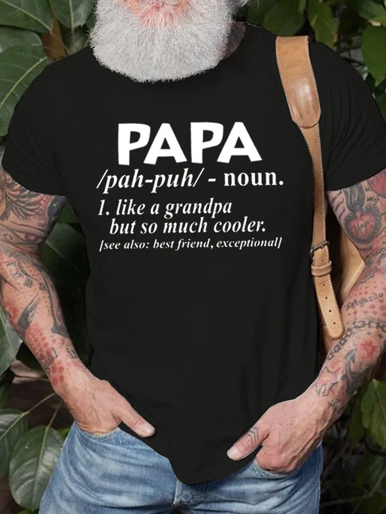 Royaura Men's Papa Like A Grandpa But So Much Cooler Casual Letters T-Shirt