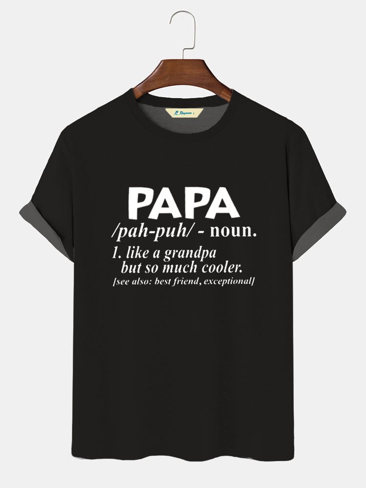 Royaura Men's Papa Like A Grandpa But So Much Cooler Casual Letters T-Shirt