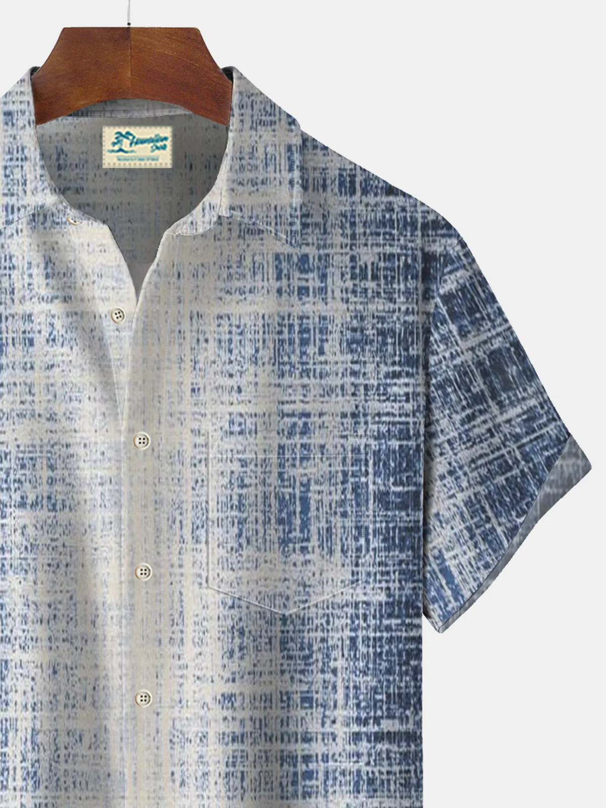 Royaura Vintage Textured Print Beach Men's Hawaiian Big And Tall Shirt With Pocket