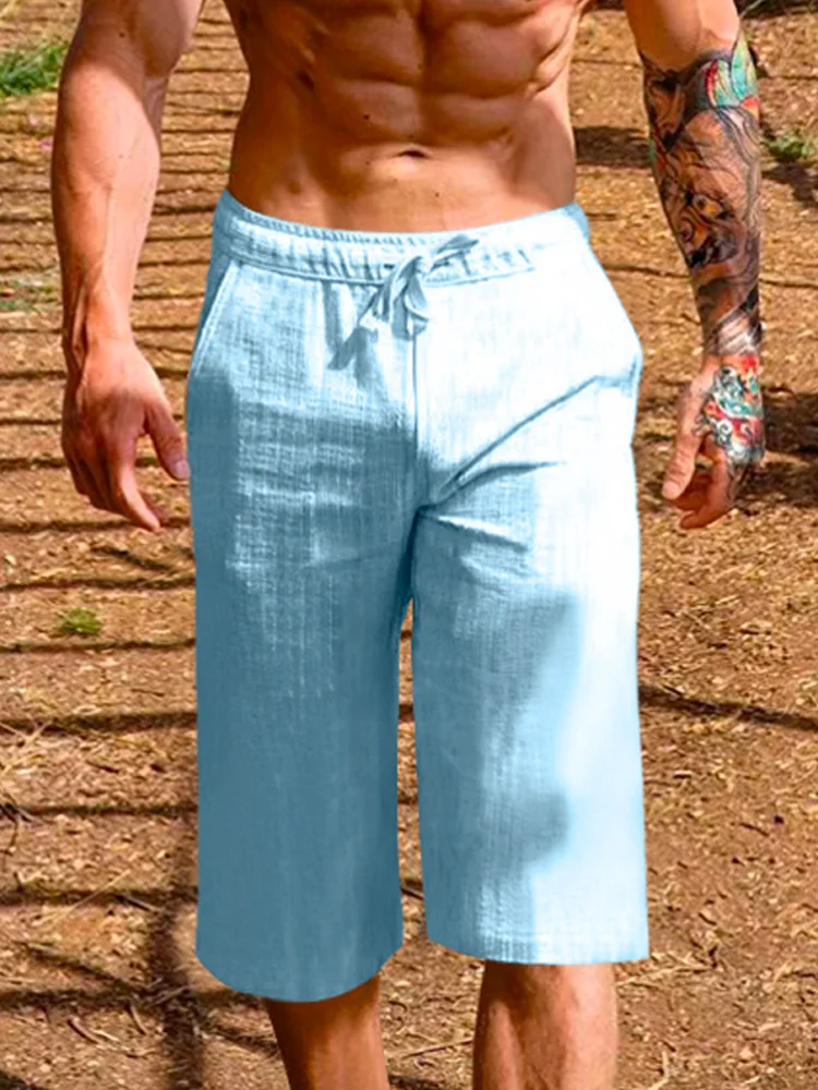 Summer Nature  Fiber Shorts Breathable Loose Cropped Pants Men's Sports Casual Shorts