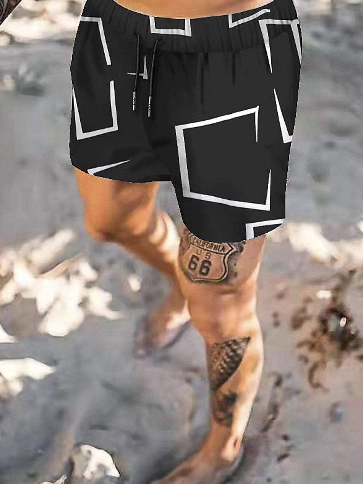 Royaura Beach Vacation Geometric Art Men's Hawaiian Outfit Stretch Plus Size Aloha Pool Shirts