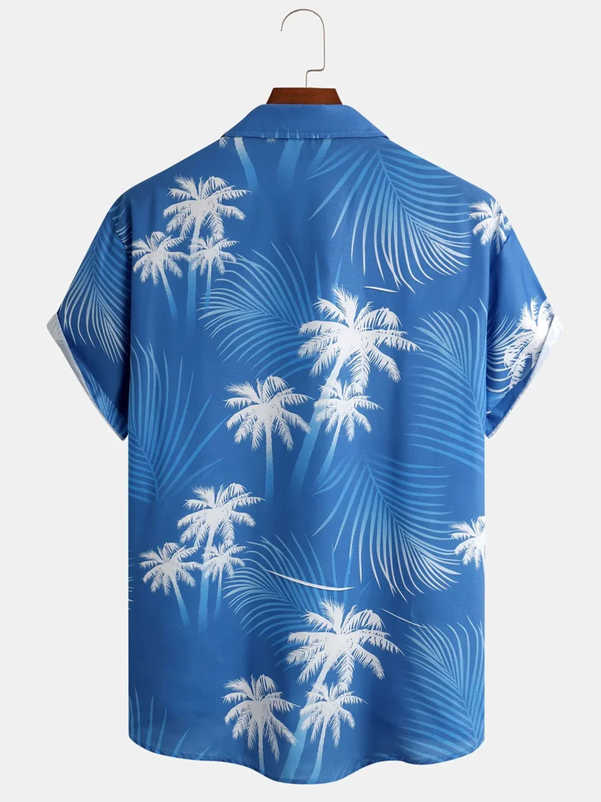 Royaura Hawaiian Coconut Tree Leaf Print Men's Button Pocket Shirt
