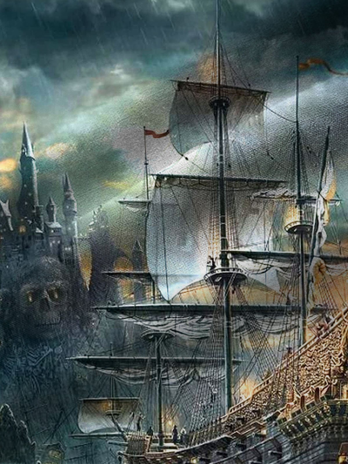 Royaura Vintage Nautical Pirate Ship Print Men's Button Pocket Shirt