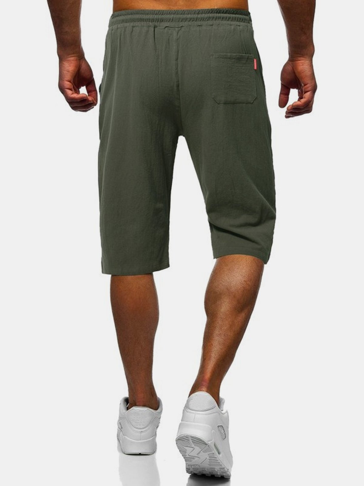 Natural Fiber Men's Beach Pants Breathable Shorts Casual Middle Pants
