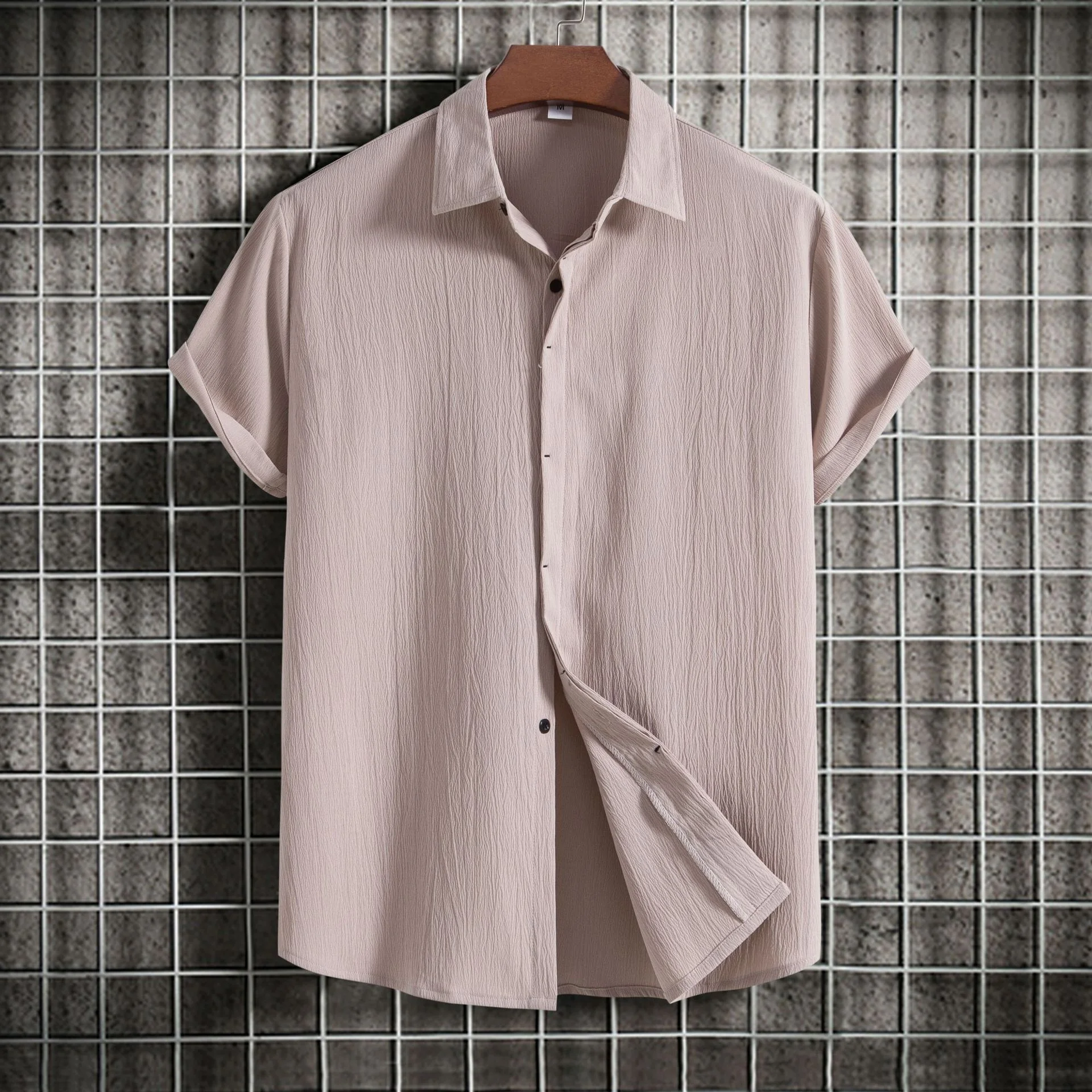 Royaura Vintage Casual Men's Natural Fiber Shirts Plus Size Solid Color ...