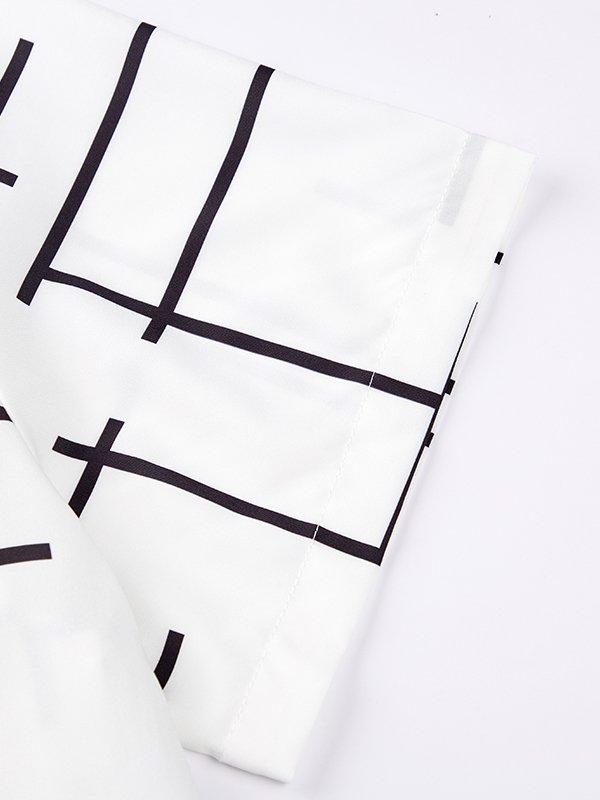 Men Women White Irregular Lines Plain Basic Loose Short Sleeve Geometric Shirts