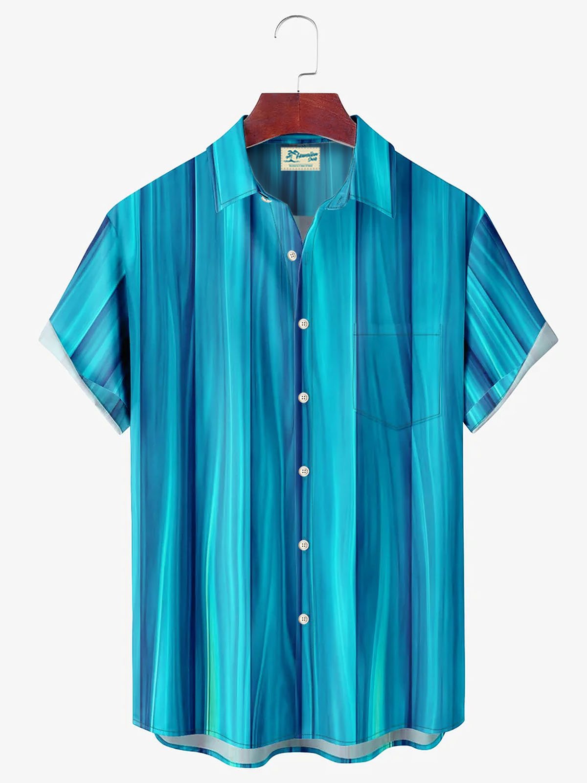 Royaura Hawaiian Gradient Print Men's Button Pocket Shirt