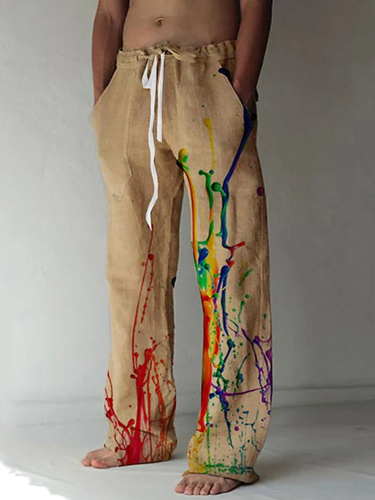 Royaura Men's Art Boardshorts Casual Pants Comfortable Soft Pants