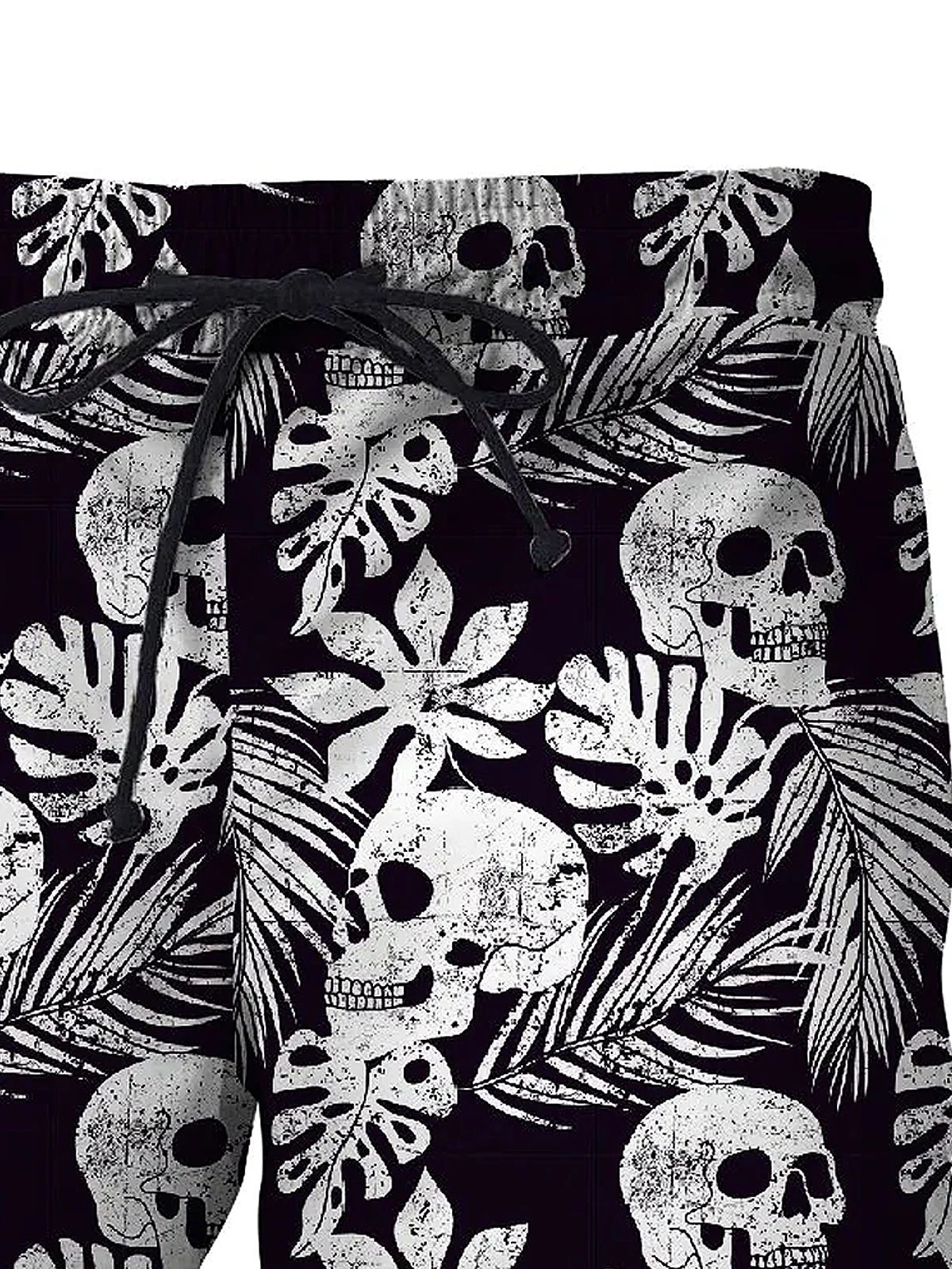 Royaura Vintage Skull Plant Leaf Men's Beach Trunks Swim Trunks