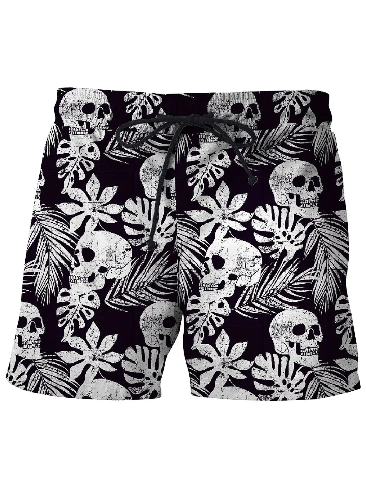 Royaura Vintage Skull Plant Leaf Men's Beach Trunks Swim Trunks royaura