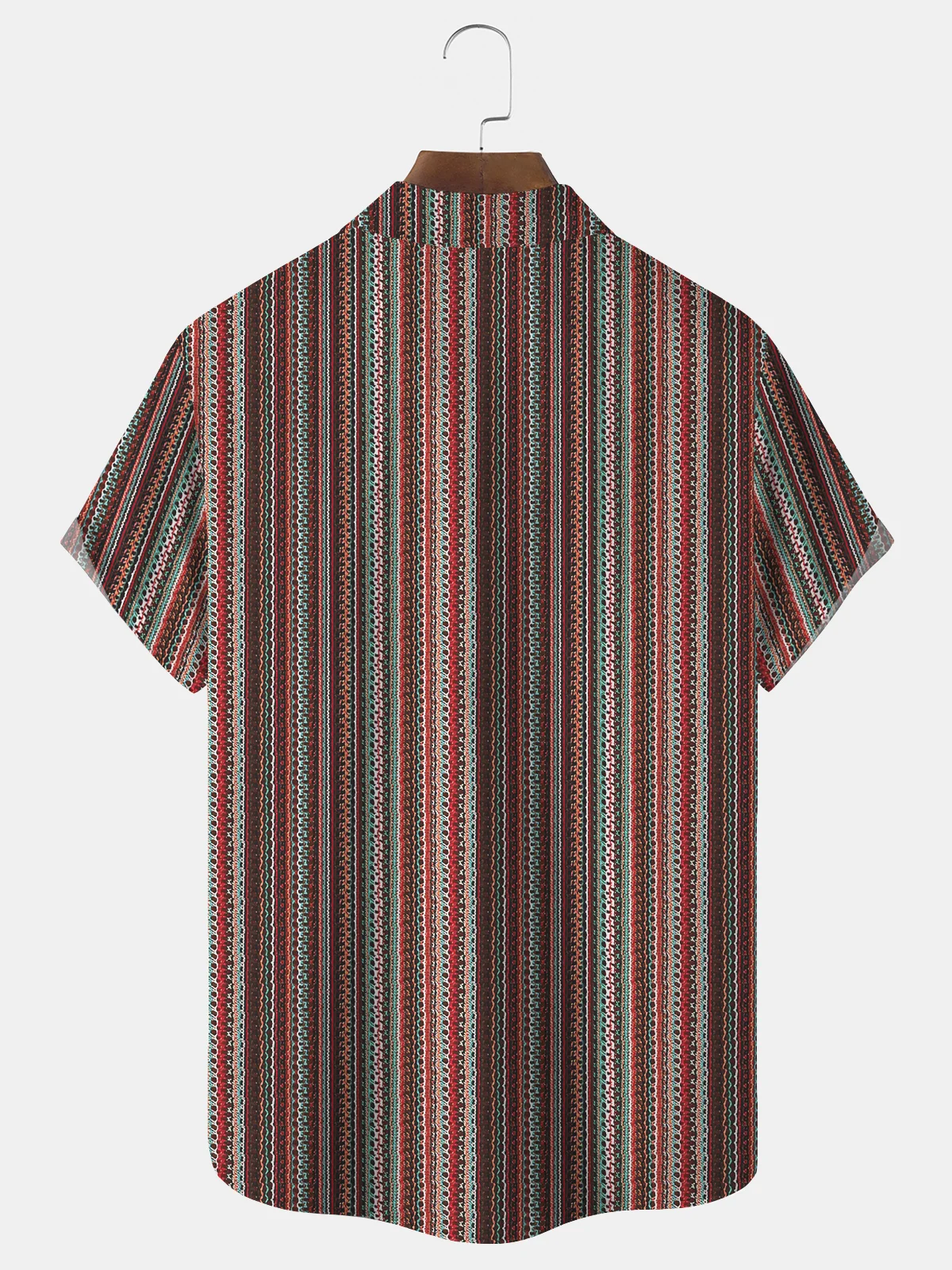 Royaura Vintage Ethnic Print Beach Men's Hawaiian Oversized Shirt With Pocket