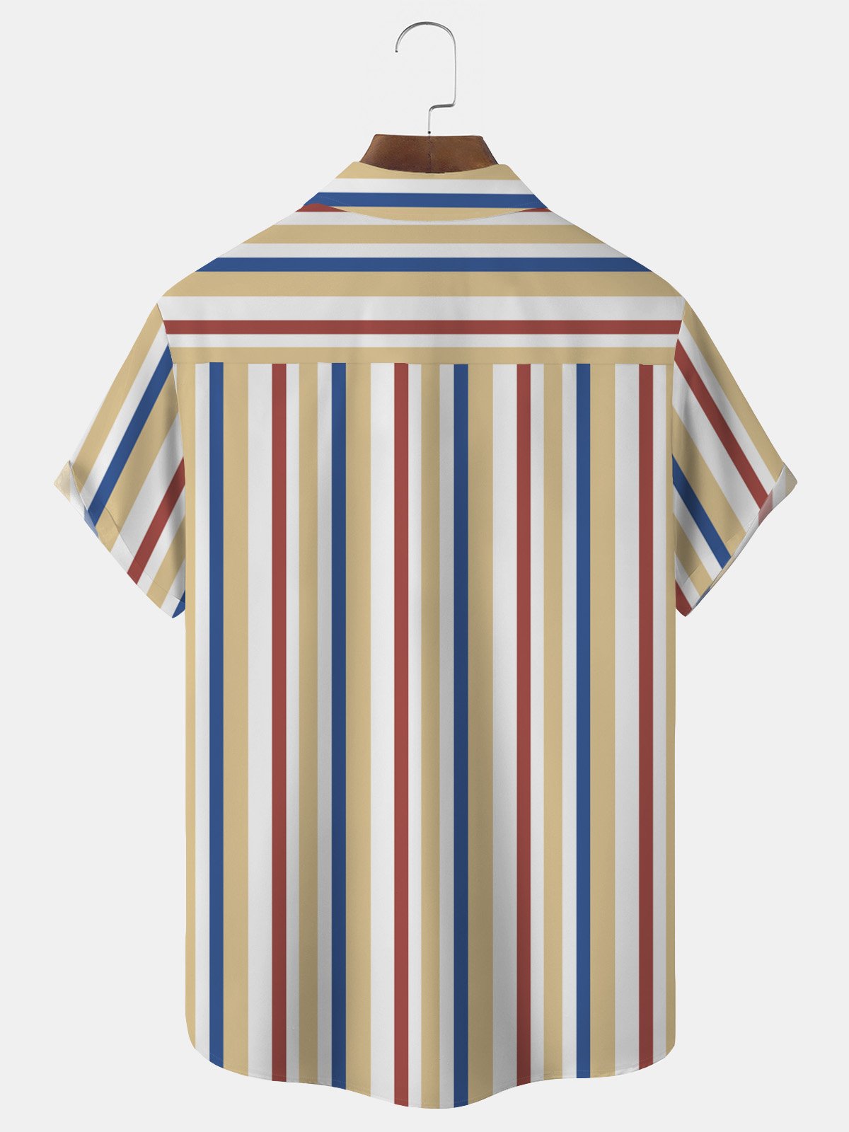 Royaura Vintage Casual Striped Men's Shirts Art Stretch Plus Size Aloha Camp Shirts