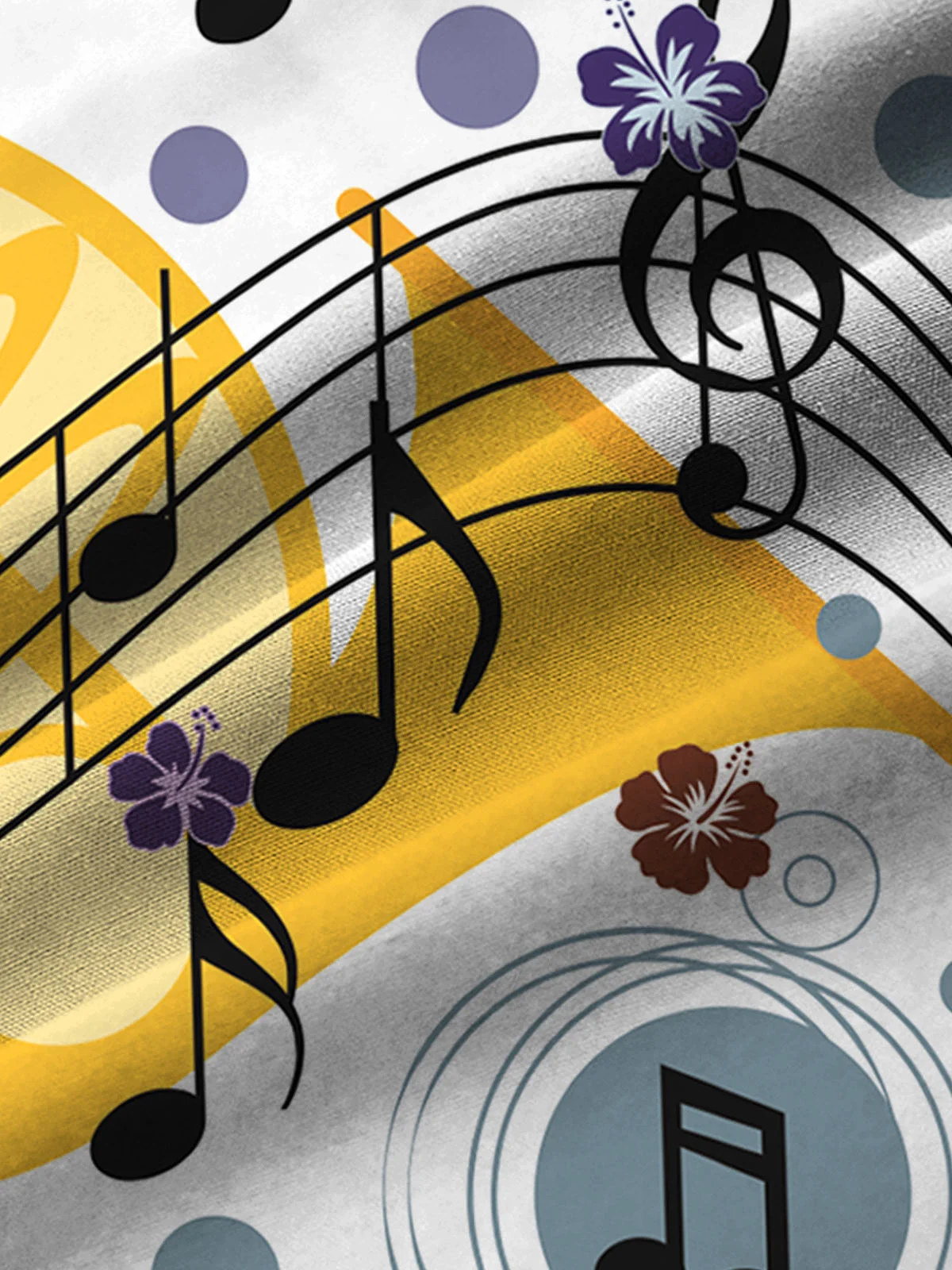 Royaura Music Note Print Men's Button Pocket Short Sleeve Shirt