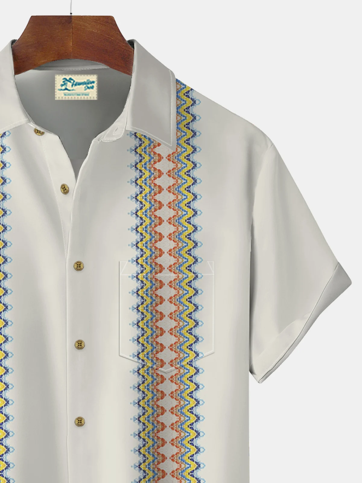 Royaura Vintage Bowling Ethnic Print Beach Men's Hawaiian Oversized Shirt With Pocket