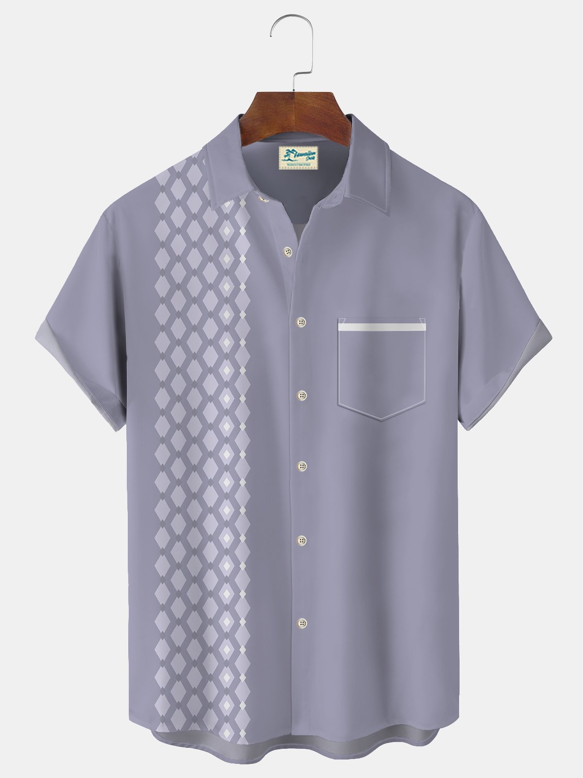 Royaura Vintage Bowling Print Beach Men's Hawaiian Oversized Shirt With Pocket
