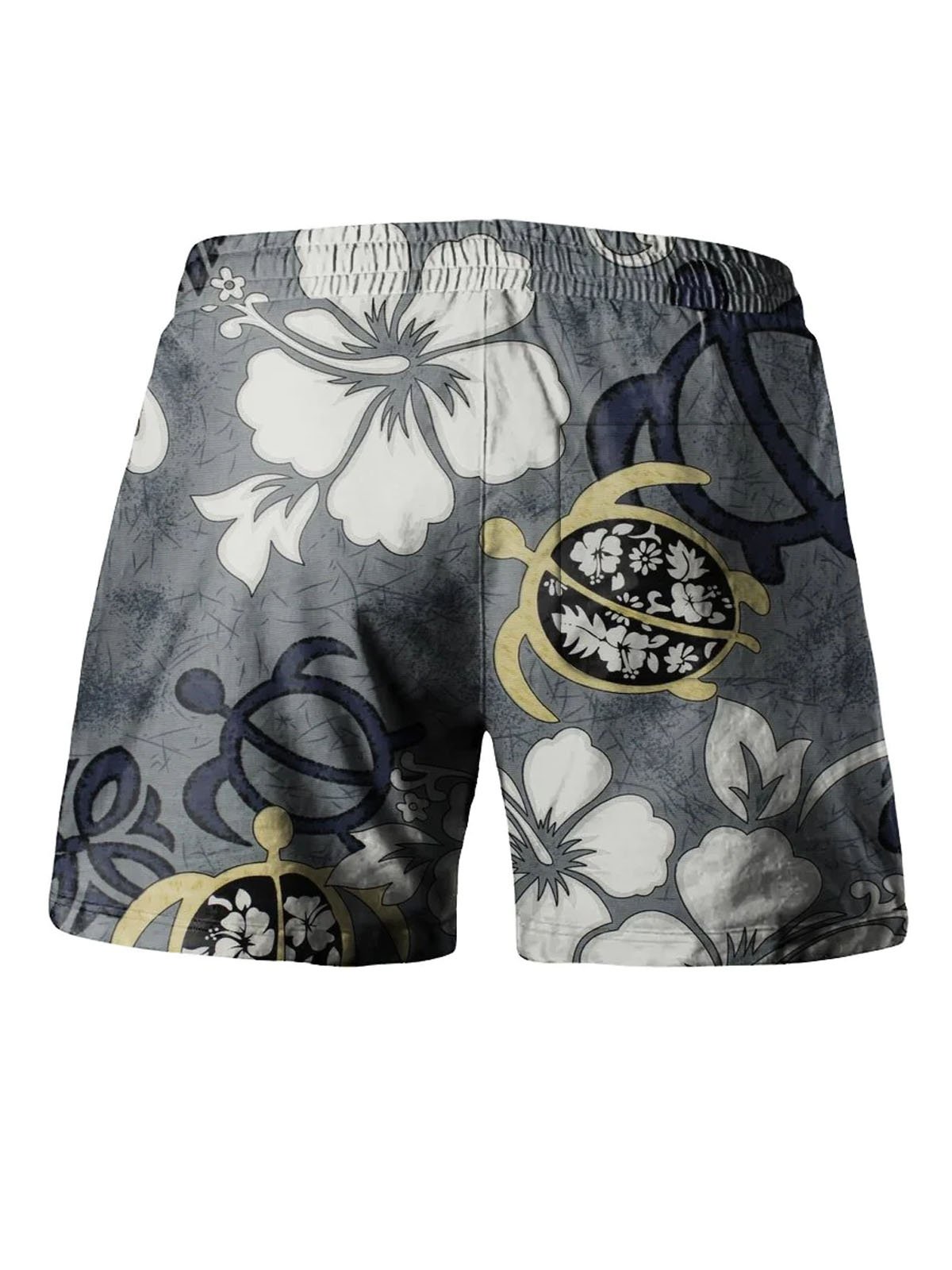 Royaura Hawaiian Turtle Floral Print Men's Board Shorts Swim Trunks