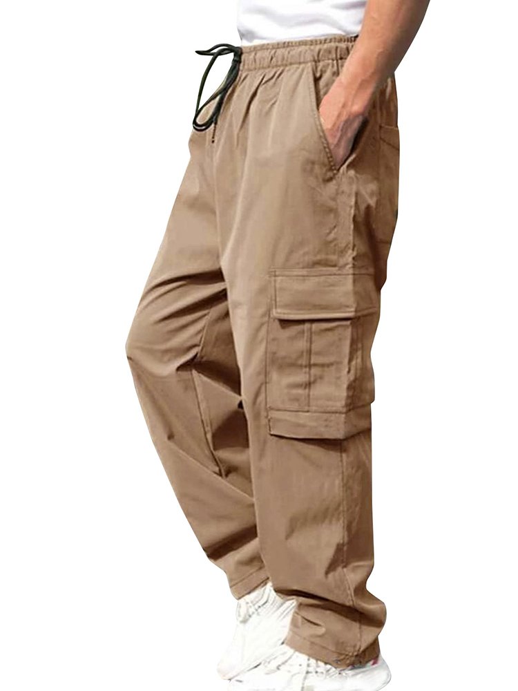 Royaura Loose Multi-Pocket Straight Leg Casual Men's Trousers
