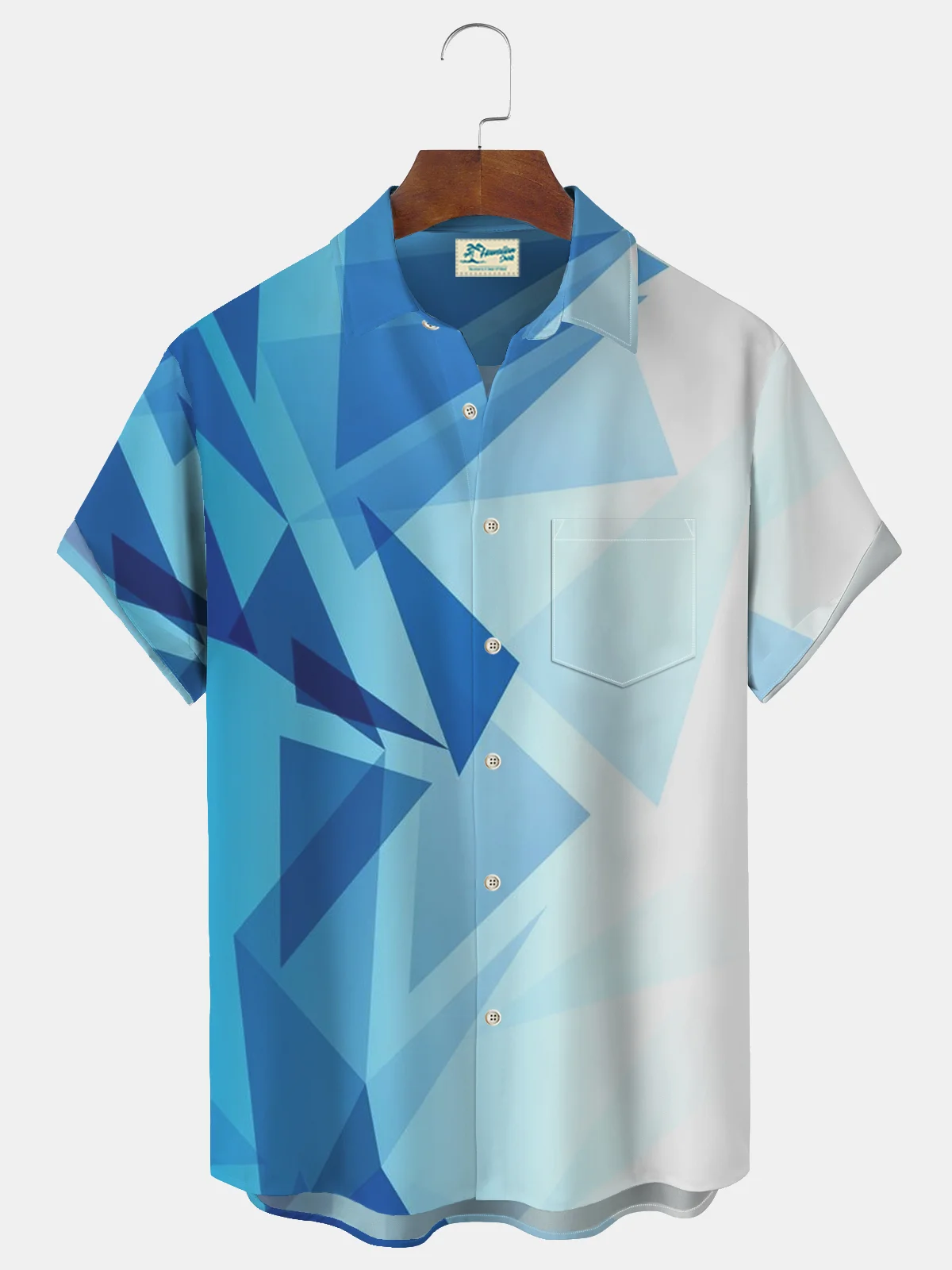 Royaura Geometric Gradient Print Beach Men's Hawaiian Oversized Wrinkle-Free Shirt With Pocket