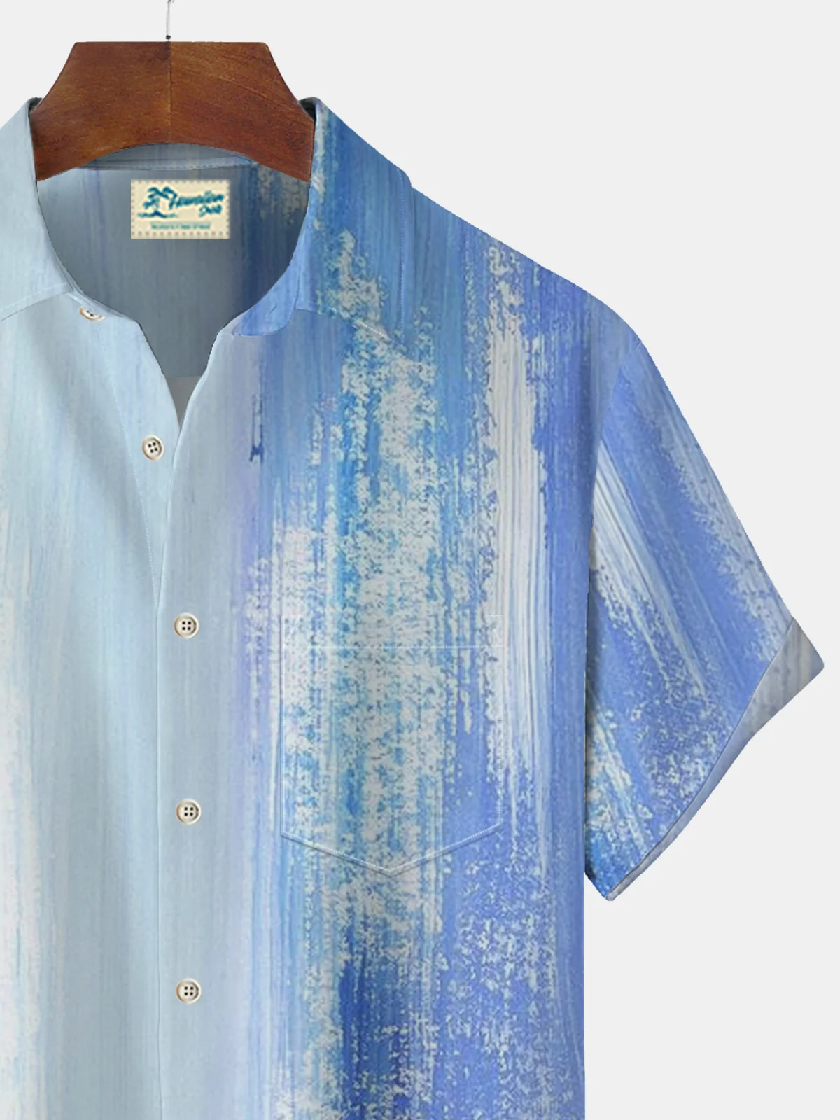 Royaura Texture Art Print Beach Men's Hawaiian Oversized Shirt With Pocket