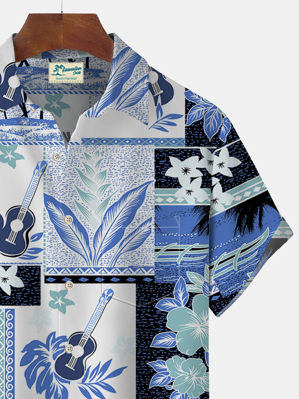 Royaura Plant Flower Print Beach Men's Hawaiian Oversized Shirt With Pocket