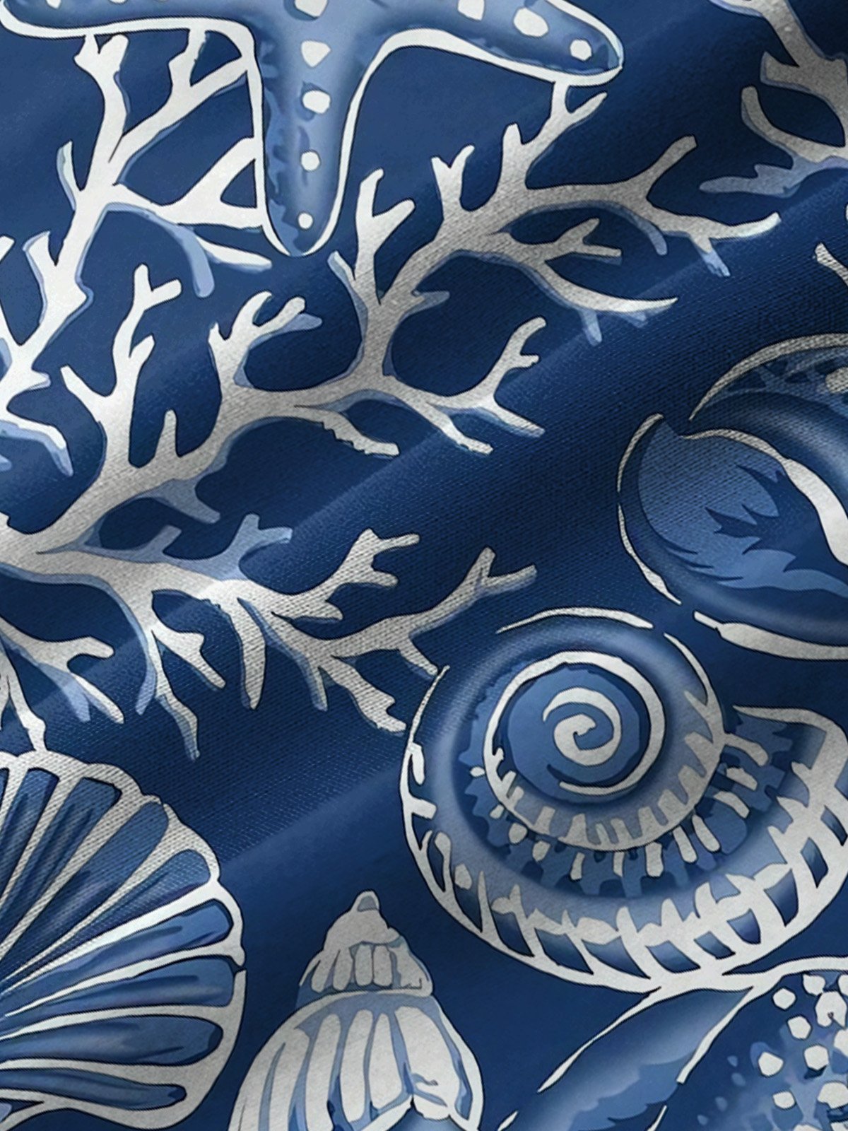 Royaura Beach Vacation Men's Blue Hawaiian Shirts Ocean Coral Starfish Stretch Plus Size Aloha Camp Shirts