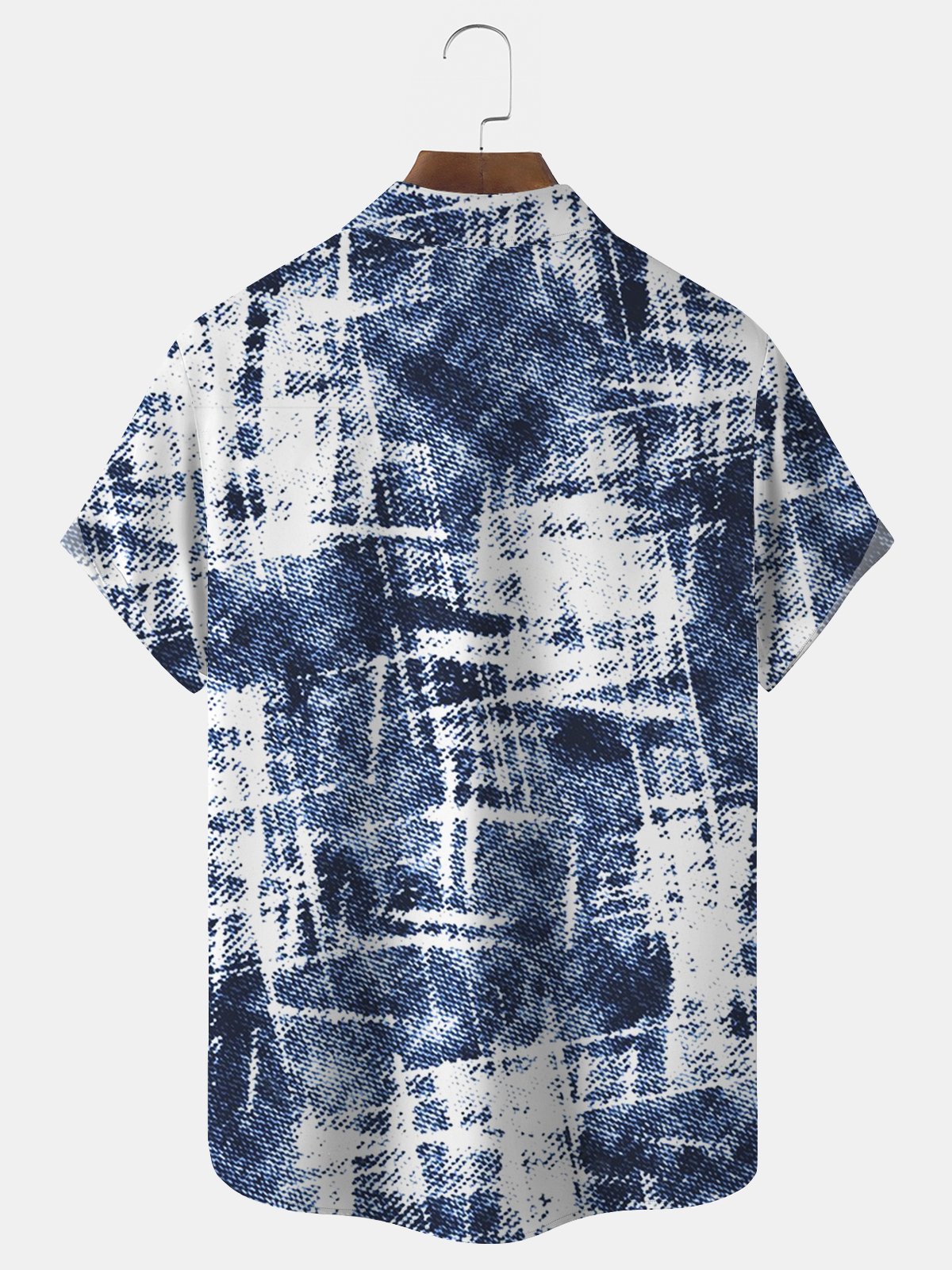 Royaura Abstract Textured Print Beach Men's Hawaiian Oversized Pocket Shirt