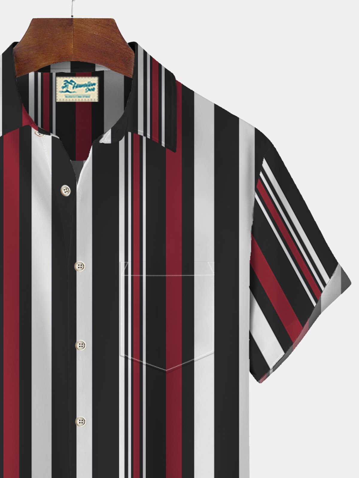 Royaura Basic Casual Stripe Print Beach Men's Hawaiian Oversized Pocket Shirt