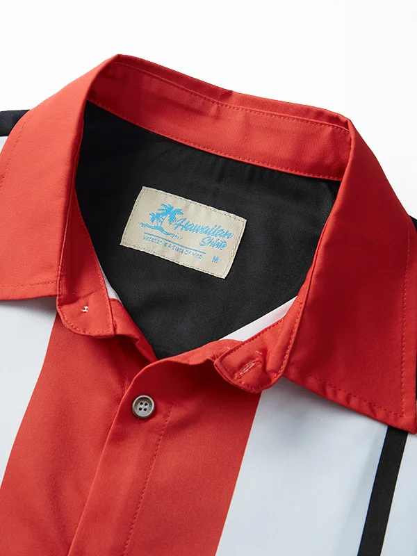 Men's Custom Bowling League Shirts Geometric Poker Print Casual Short Sleeve Hawaiian Shirt