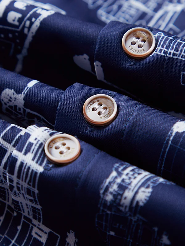 Royaura Men's Star Spaceships Print Casual Short Sleeve Hawaiian Shirts