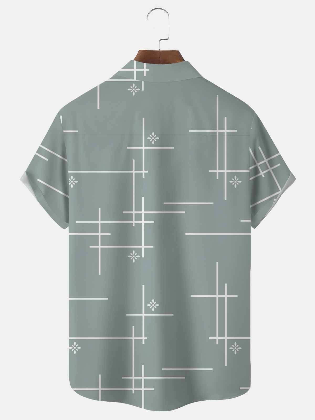 Men's Casual Line Drawing Short Sleeve Shirt