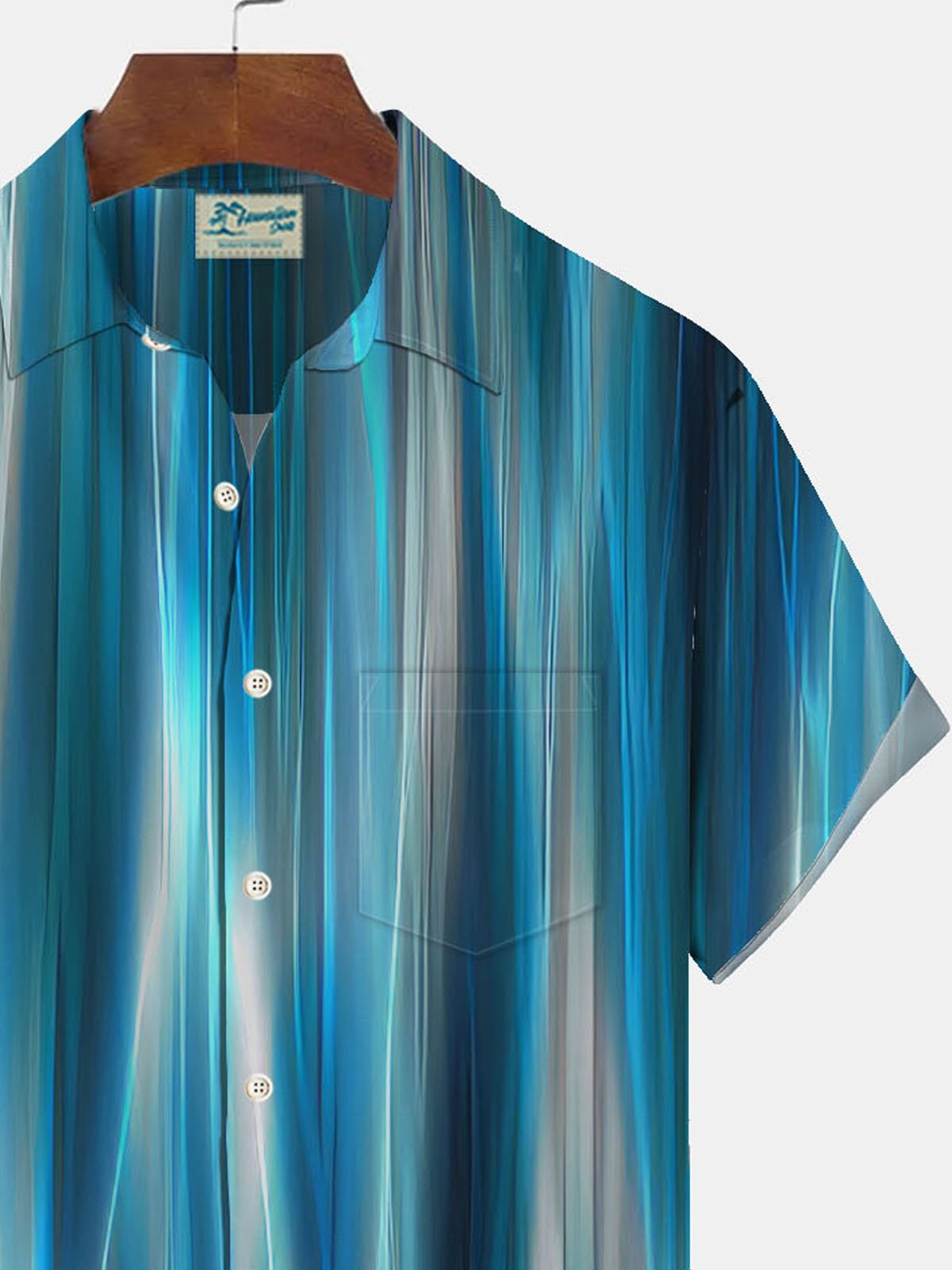Royaura Gradient Aurora Technology Print Men's Button Pocket Shirt