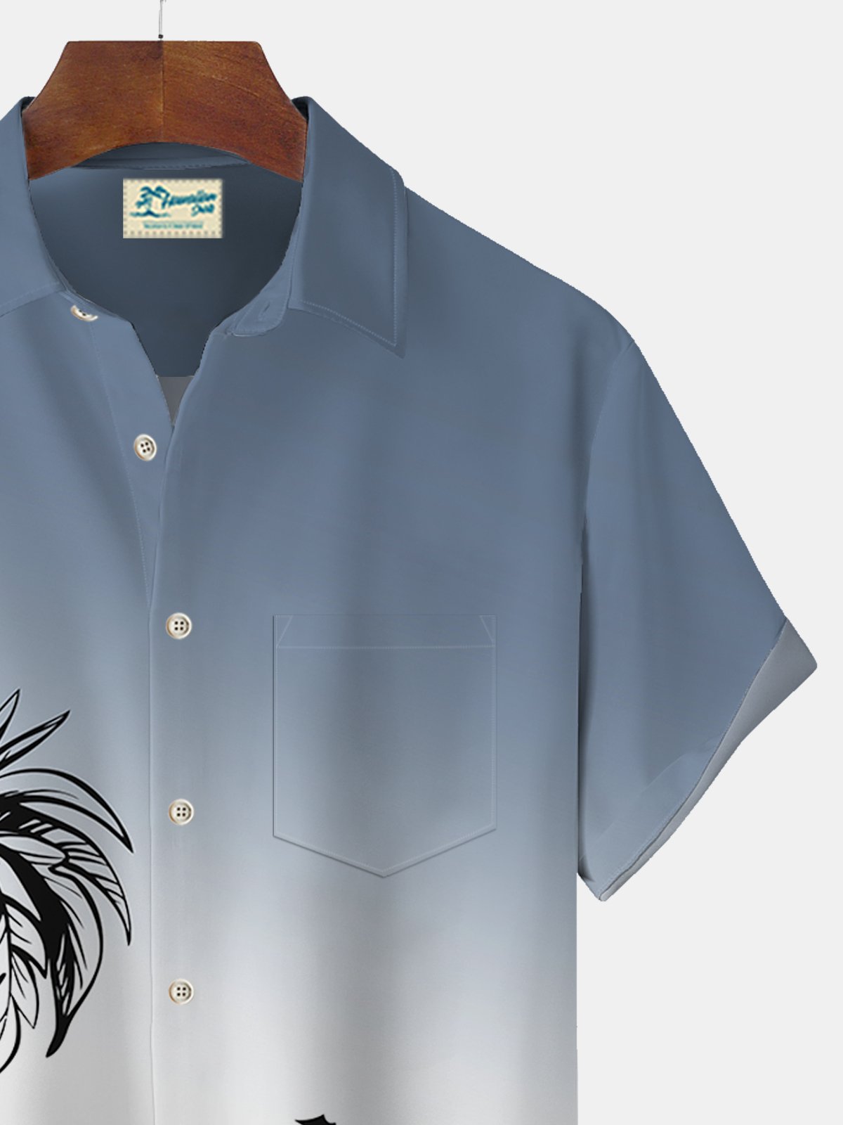 Royaura Gradient Coconut Print Beach Men's Hawaiian Oversized Pocket Shirt