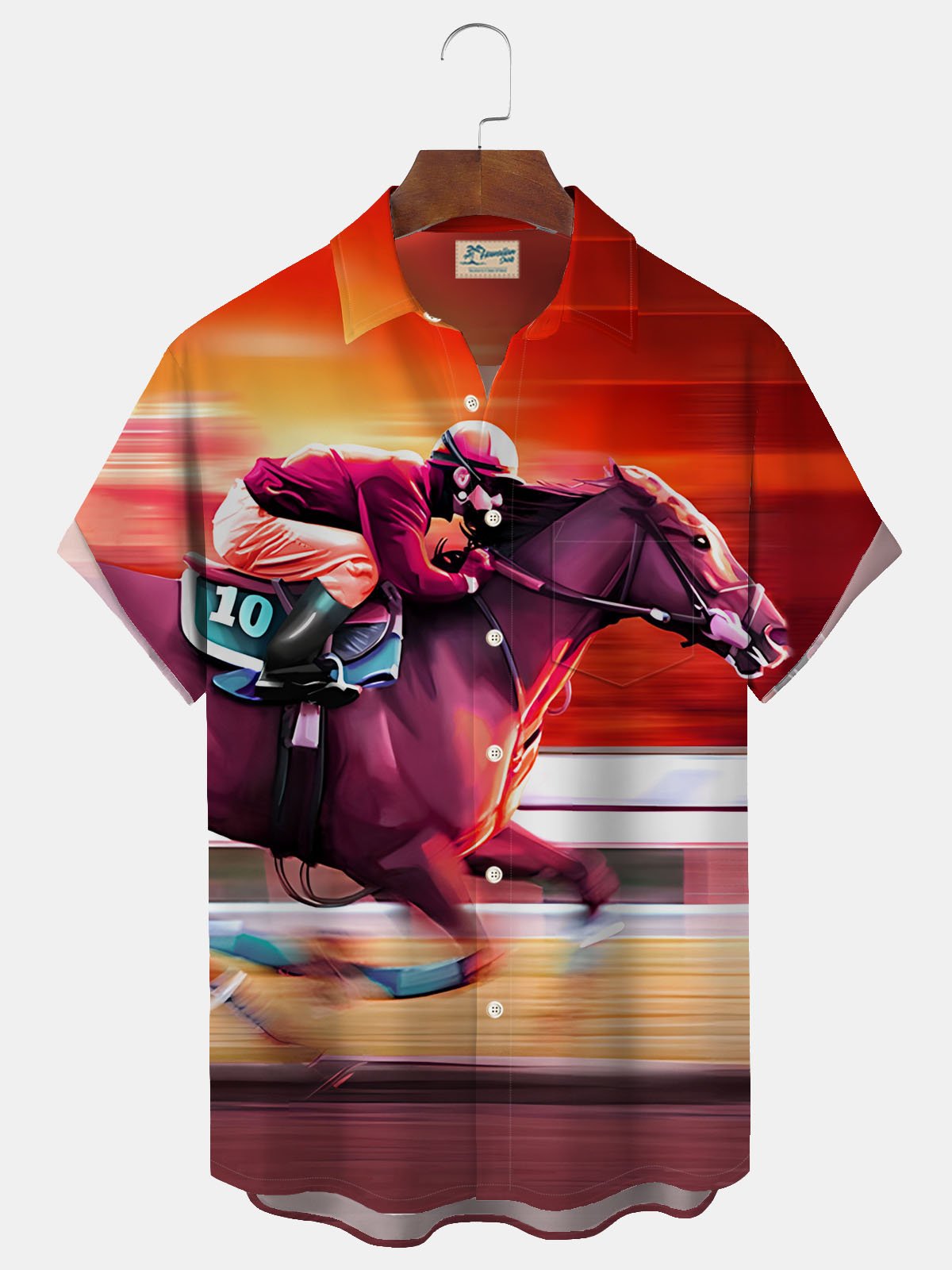Royaura Gradient Horse Racing Print Men's Button Pocket Shirt royaura