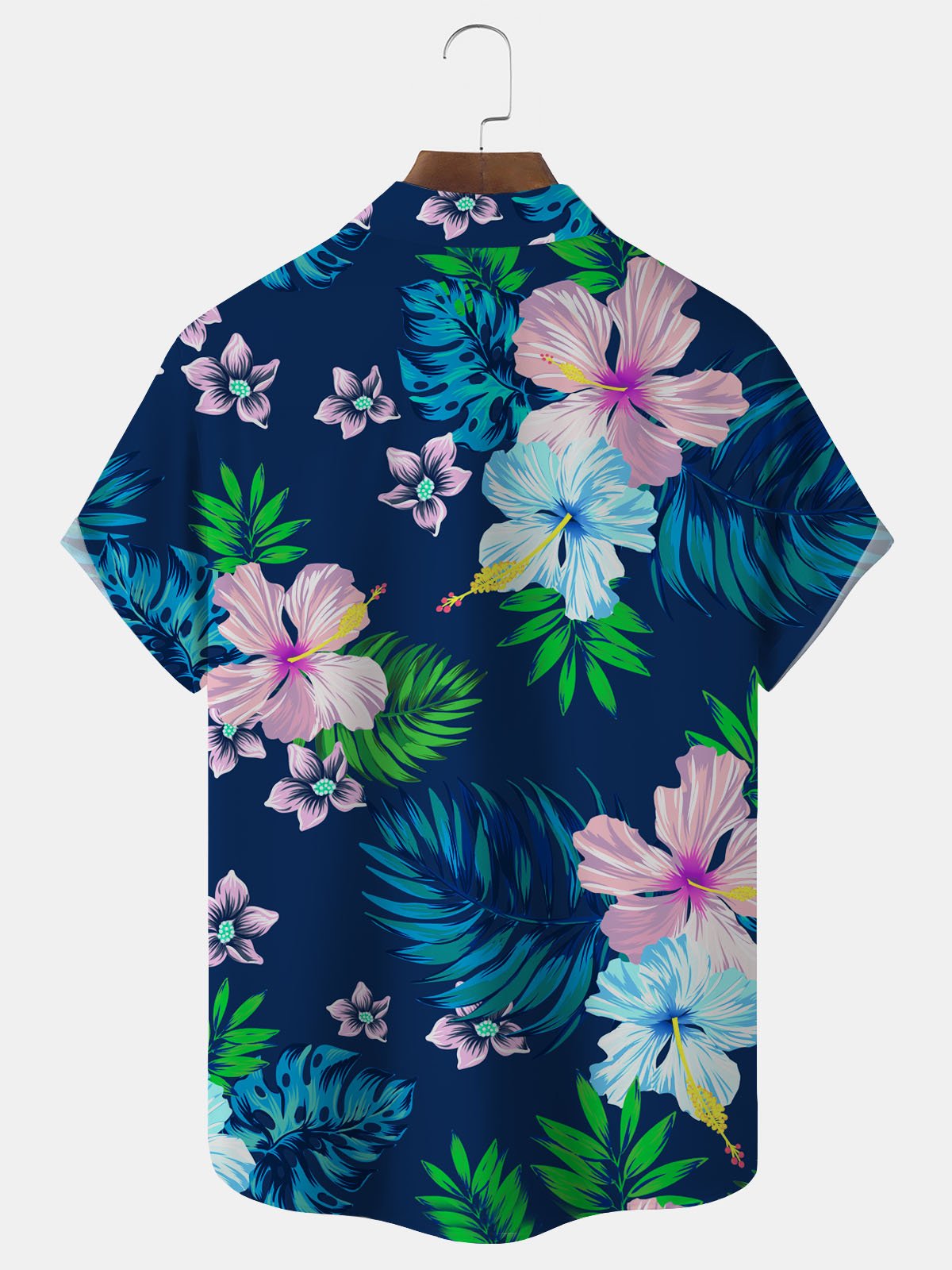 Royaura Hawaiian Floral Tropical Print Men's Button Pocket Shirt