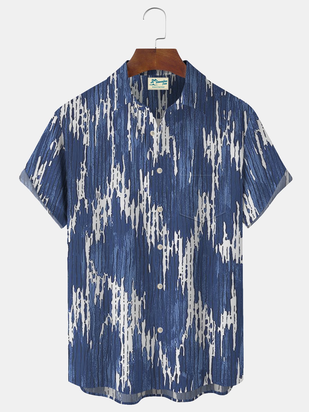 Royaura Abstract Textured Art Print Beach Men's Hawaiian Oversized Short Sleeve Shirt with Pockets