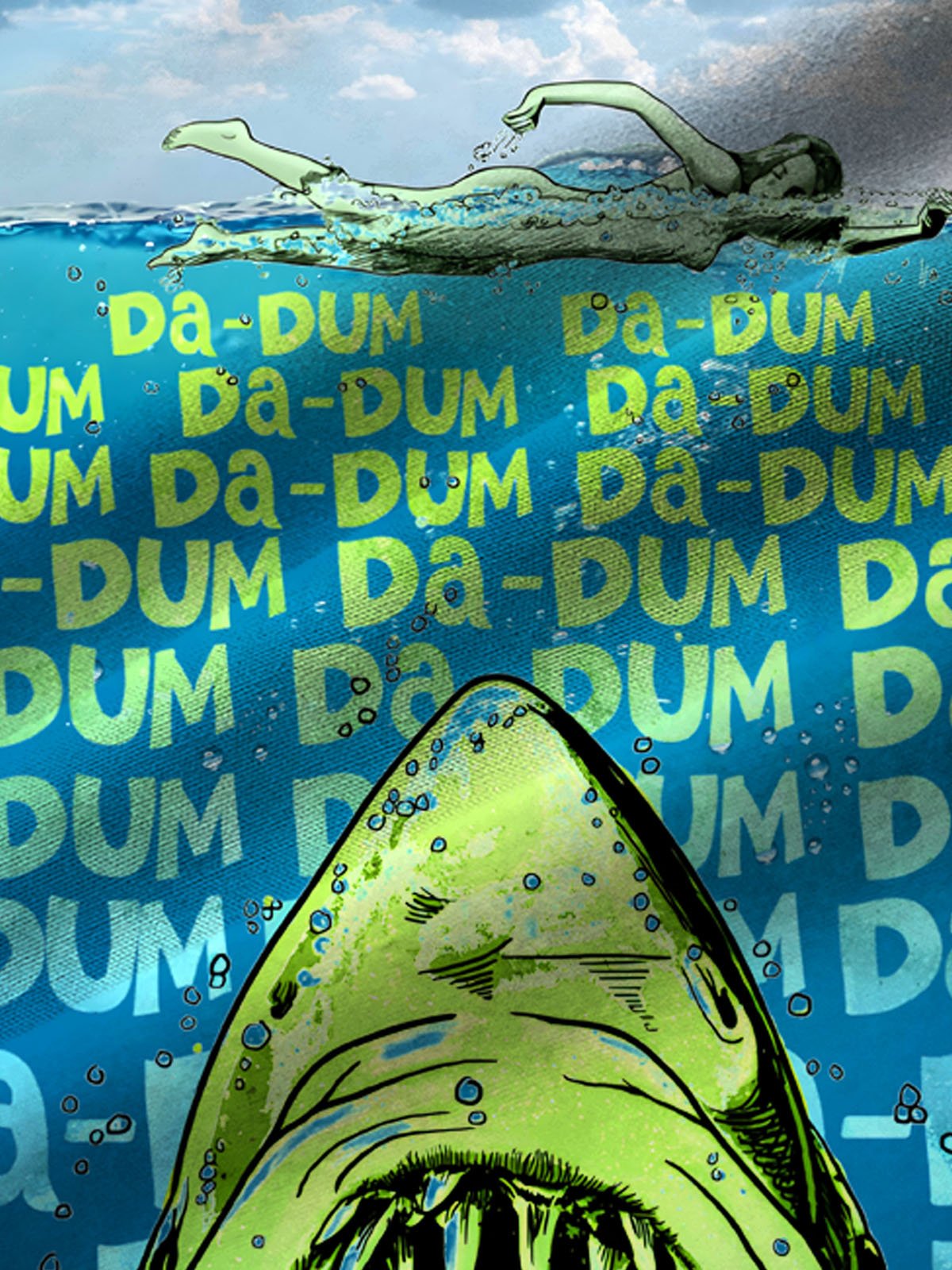 Royaura Hawaiian Shark Print Men's Button Pocket Shirt