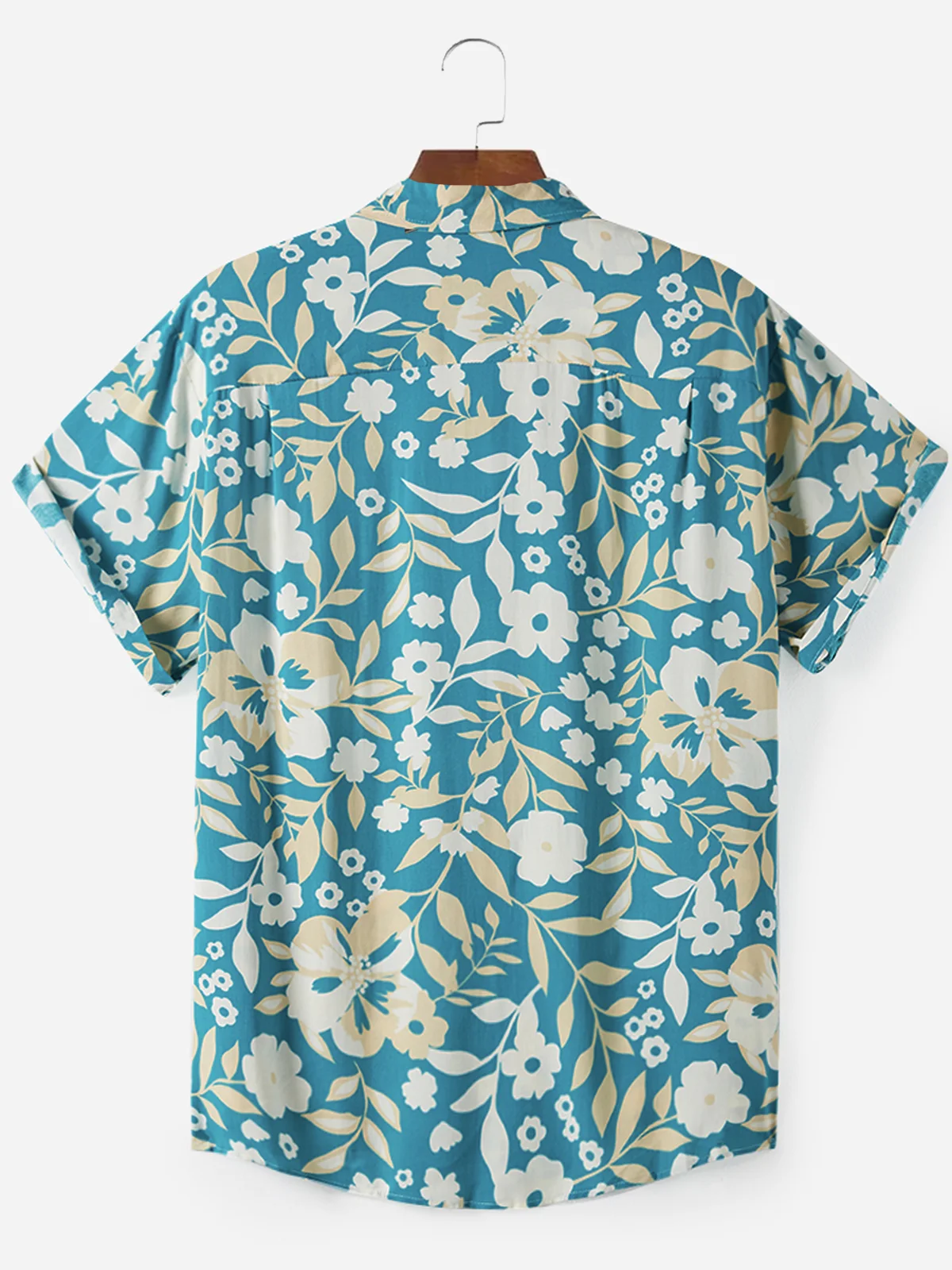 Royaura Cotton Vacation Beach Blue Men's Hawaiian Shirts Comfortable Blend Breathable Aloha Camp Shirts