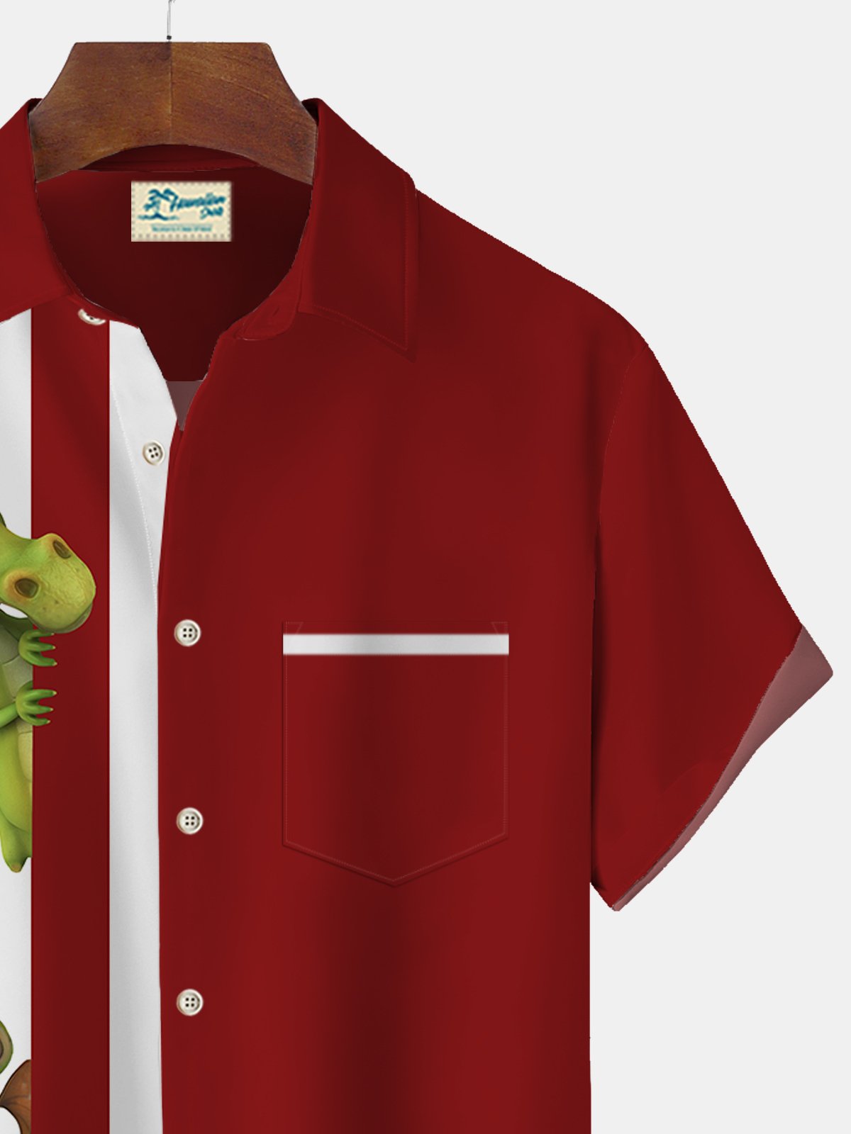 Royaura Christmas Dinosaur Print Beach Men's Hawaiian Oversized Short Sleeve Shirt with Pockets