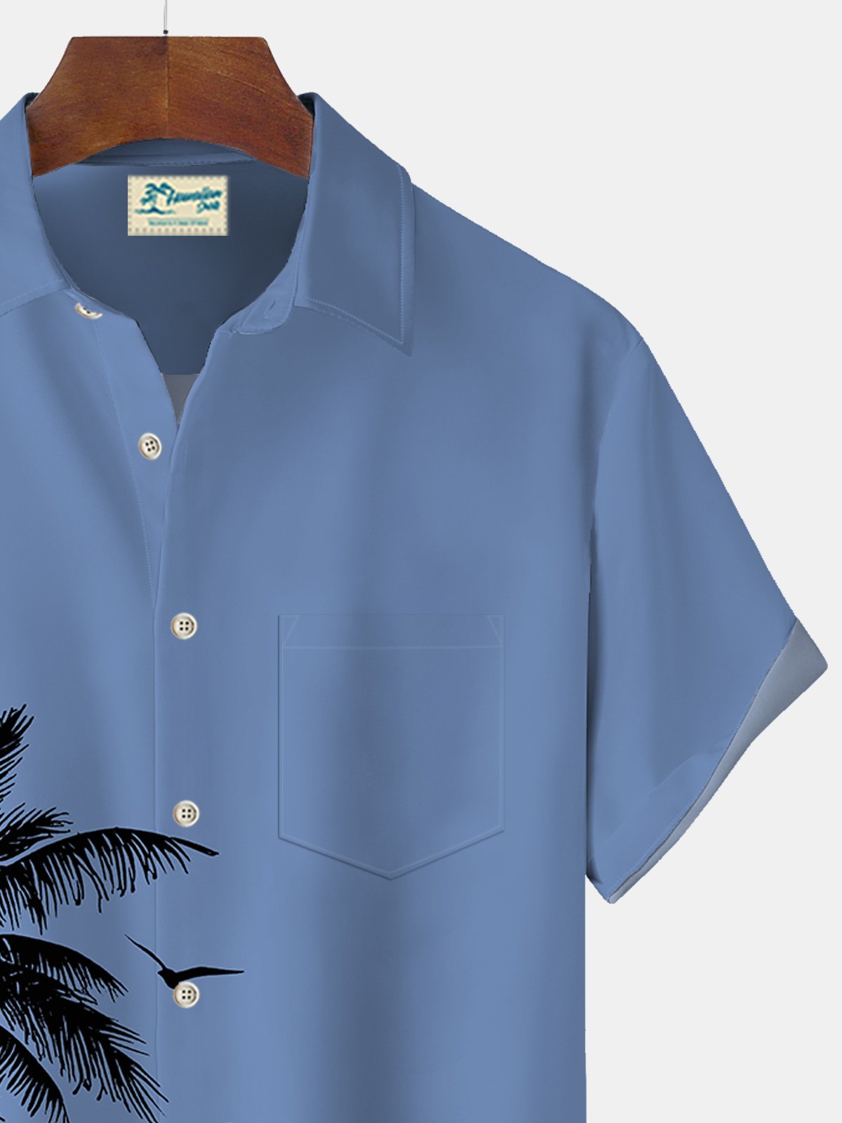 Royaura Coconut Tree Print Beach Men's Hawaiian Oversized Short Sleeve Shirt with Pockets
