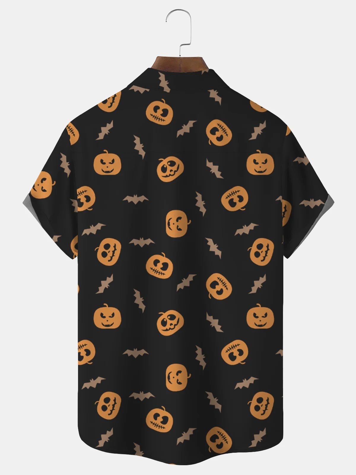Royaura Halloween Pumpkin Dinosaur Skull Print Beach Men's Hawaiian Oversized Short Sleeve Shirt with Pockets